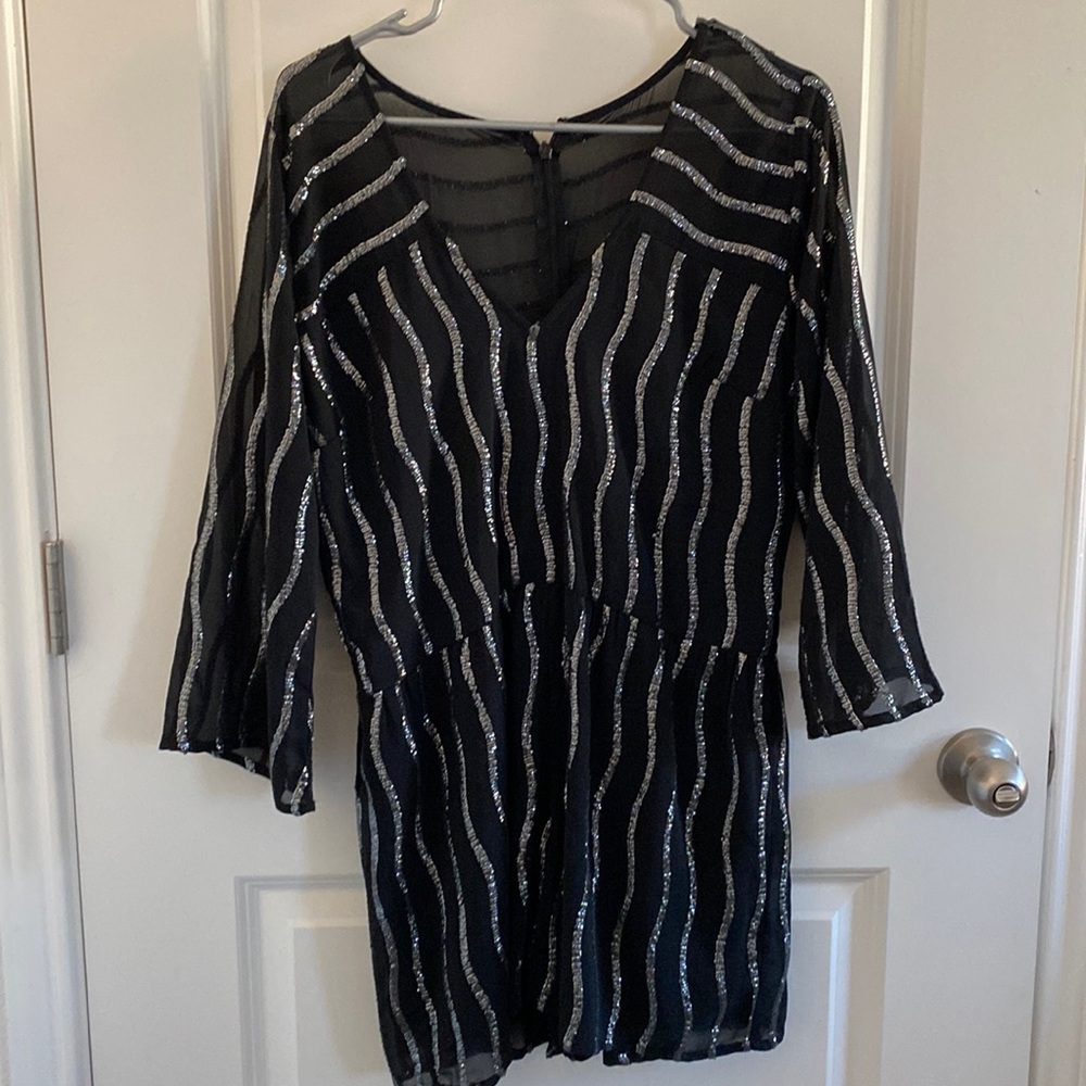 Abercrombie & Fitch. Silver and black short romper.